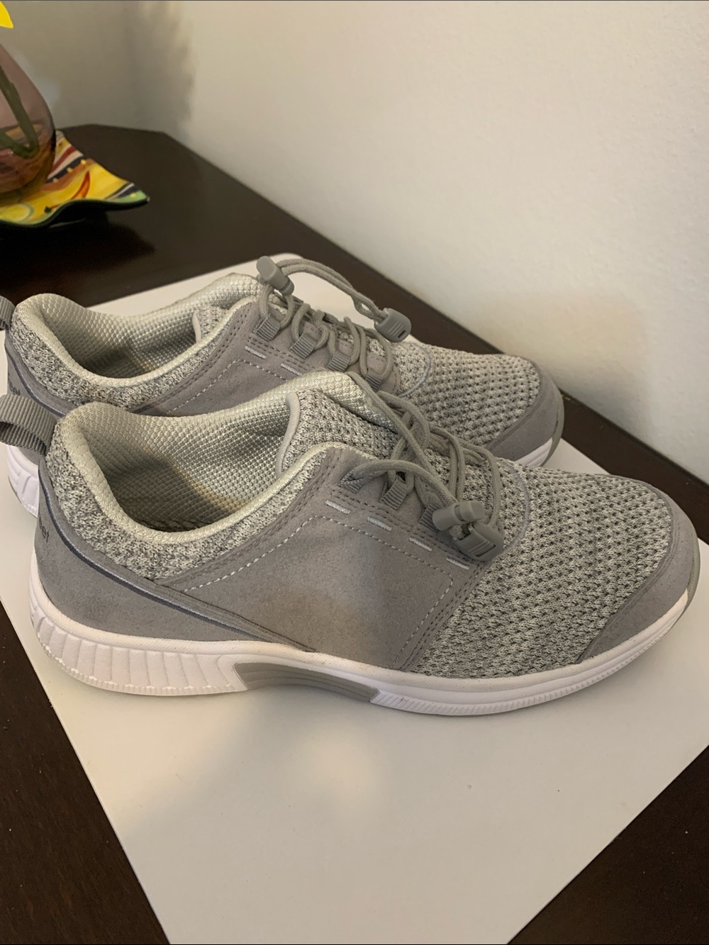 Women's Lightweight Gray Knit Slip-On Sneaker with Toggle Laces